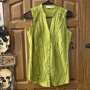 Vibrant Olive Green Crinkle Blouse